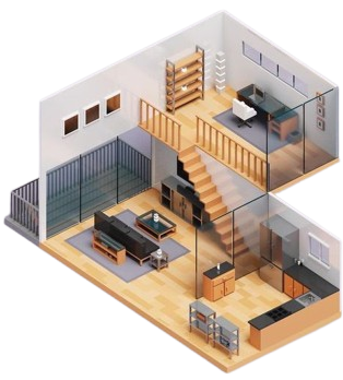 Ilustración de una casa en miniatura