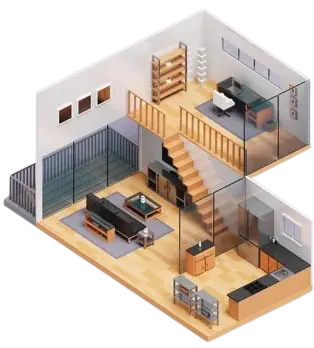 Ilustración de una casa en miniatura